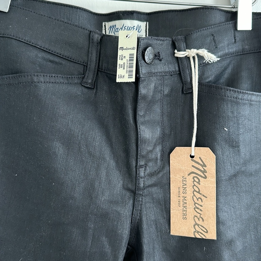 NET Madewell “Skinny Skinny” Black Coated Jeans, Size 28